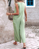 V Neck Pocket Design Casual Jumpsuit