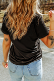 Black Rhinestone XOXO Heart Graphic Crewneck Tee