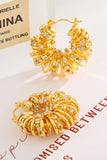 White Rhinestone Spiral Plated Alloy Hook Earrings