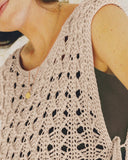 Round Neck Sleeveless Hollow out Crochet Sweater