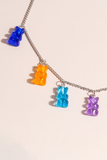 Silvery Gummy Bear Charm Adjustable Chain Necklace