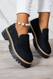 Black Faux Suede Slip-on Chunky Loafers
