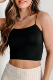 Black Spaghetti Strap Skinny Fit Cropped Tank Top