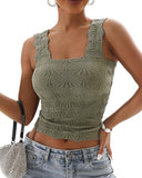 Floral Jacquard Thick Strap Tank Top