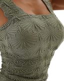 Floral Jacquard Thick Strap Tank Top