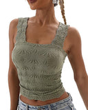 Floral Jacquard Thick Strap Tank Top