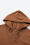 Chestnut Contrast Sleeves Patchwork Colorblock Hoodie