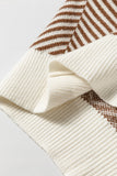 Coffee Contrast Edge Crew Neck Drop Shoulder Sweater