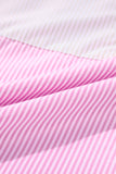 Pink Stripe Print Colorblock Plus Size Shirt