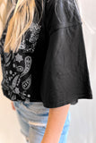 Black Paisley Print Crew Neck Loose Fit Tunic Tee
