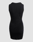 Sparkling Rhinestone Detail Keyhole Neck Bodycon Dress Slim Fit Mini Dress