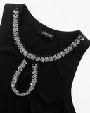 Sparkling Rhinestone Detail Keyhole Neck Bodycon Dress Slim Fit Mini Dress