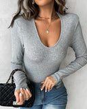 V Neck Long Sleeve Casual Top