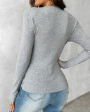 V Neck Long Sleeve Casual Top