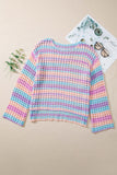 Purple Multi Stripe Open Knit Sweater Beach Cover Up