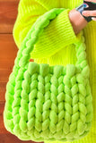 Pear Green Woven Knit Handmade Small Tote Bag