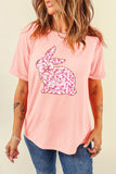 Pink Floral Bow Bunny Graphic Tee