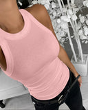 2 Pack Round Neck Thick Strap Racerback Ribbed Tank Slim Fit Tops without Bra Pads