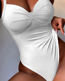 Twisted Sweetheart Neck Ribbed Bodysuit