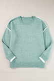 Moonlight Jade Colorblock Contrasting Edge Crewneck Sweater