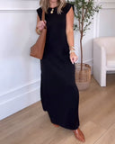 Round Neck Sleeveless Maxi Slit Dress