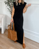 Round Neck Sleeveless Maxi Slit Dress