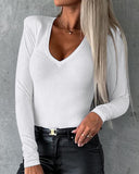 V Neck Long Sleeve Casual Top