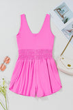 Sachet Pink Plain Sleeveless Loop Drawstring Cinched Waist Romper