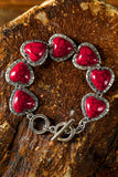 Fiery Red Western Heart Decor Alloy Bracelet