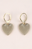 Black Checkered Heart Shape Hoop Dangle Earrings