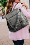 Medium Grey Business College Retro PU Leather Backpack