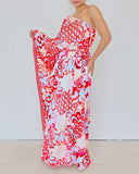 Floral Print One Shoulder Long Sleeve Maxi Dress