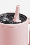 Light Pink Frosted Stainless Handle Large Vacuum Cup with Straw 40oz