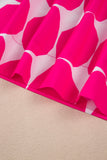 Rose Bubblegum Pattern Frilled Collar Flutter Sleeve Top