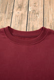 Burgundy Solid Fleece Lined Drop Shoulder Terry Sweatshirt