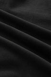 Black Solid Fleece Lined Drop Shoulder High Low Sweatshirt