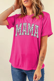 Rose Red Leopard MAMA Printed Crewneck Tee