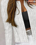 Velvet Open Front Puff Sleeve Contrast Sequin Coat