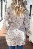 White Confetti Rib Knit Long Sleeve Cardigan