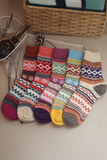 Camel 5pcs/set Bohemian Pattern Soft Crew Socks