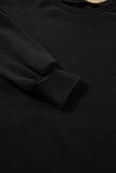 Black Solid Fleece Lined Drop Shoulder High Low Sweatshirt