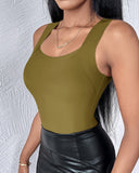 U Neck Sleeveless Skinny Tank Casual Top