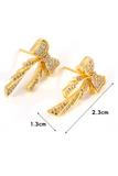 Gold Rhinestone Bow Knot Plated Stud Earrings