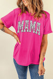 Rose Red Leopard MAMA Printed Crewneck Tee