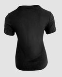 V Neck Short Sleeve Ribbed T Shirt Casual Slim Fit Top