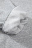 Light Grey Fleece Lined Kangaroo Pocket Drawstring Chunky Hoodie