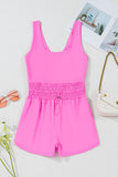 Sachet Pink Plain Sleeveless Loop Drawstring Cinched Waist Romper