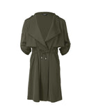 Roll Tab Sleeve Drawstring Trench Coat