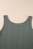 Duffel Green Solid Color Ribbed Ruffle Tank Top and Pants Set