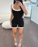 Contrast Binding Sleeveless Skinny Romper